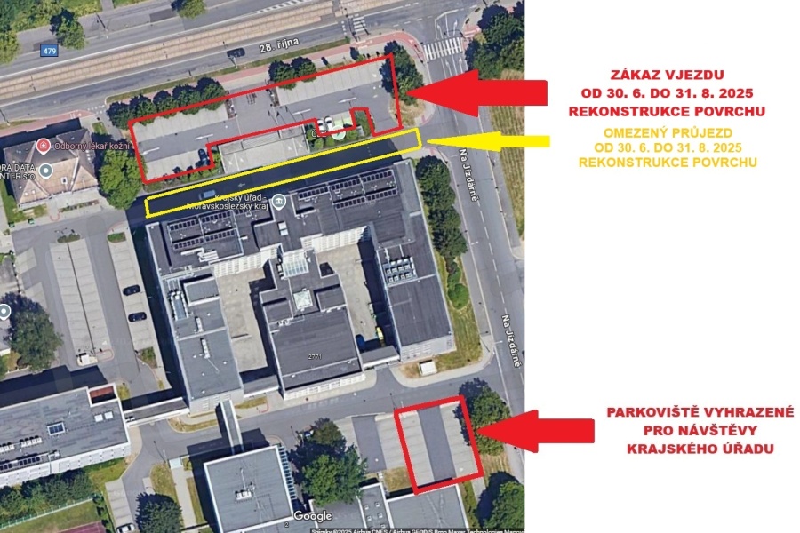 Rekonstrukce parkoviště před budovou krajského úřadu